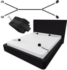 Okado Bed Bondage Set Zwart – Verstelbare Slaapkamer Set voor Volwassenen 18+ – Pols- en Enkelboeien met Klittenband – Polyester Bondage Set voor Matras — thumbnail 4