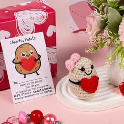 Dailygoods- Aardappelpop 7,5cm - Grappige Aardappel - Positieve Bevestigingskaart - Creatief Cadeauspeelgoed - Feestdecoratie - Premium Wolgaren - Knuffelpop — thumbnail 3