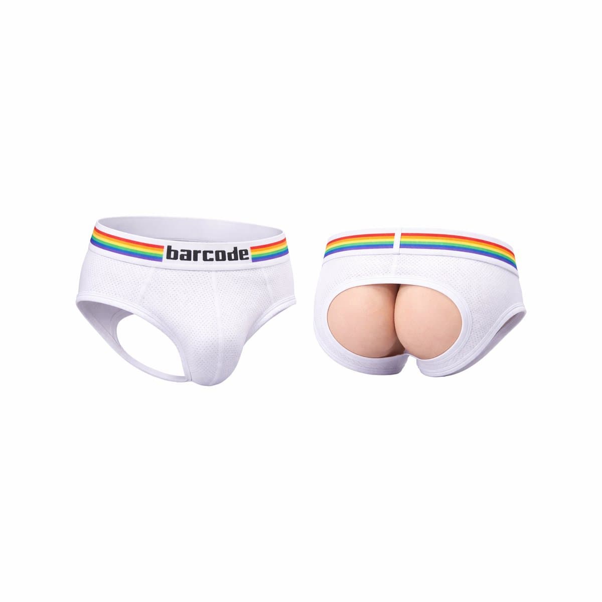 Barcode Berlin Backless Brief Pride White - MAAT M - Erotisch Heren Ondergoed - Slip voor Man - Sexy mannen Slip — afbeelding 1