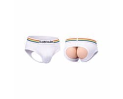 Barcode Berlin Backless Brief Pride White - MAAT M - Erotisch Heren Ondergoed - Slip voor Man - Sexy mannen Slip