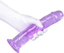 Gigantische Realistische Dildo met Zuignap – 24cm x 5cm Grote G-spot Dildo – Flexibel Jelly Materiaal met Geaderde Textuur – Handsfree Gebruik – Seksspeeltje voor Mannen en Vrouwen/Koppels – Transparant — thumbnail 4