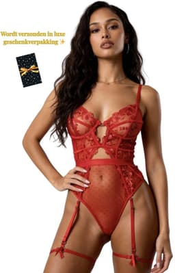 Erotische Body – Premium Quality – High End – Sexy Lingerieset – Lingerie Erotisch – Classy luxe kanten lingerieset – Erotische Bustier – BH en jarretelset – Dames lingerie – Sexy lingerie – Spannende lingerie – Dare to Undress – Maat XS/S, M, L, XL — thumbnail 2