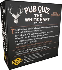 Pub Quiz Kaarten - Vragen spel - Gezelligheid thuis - 400 recente vragen - 14x14x5 cm - Wit — thumbnail 2