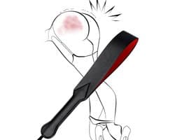 BDSM Spanking Paddle - Liefdeszweep Zwart/Rood - Erotische SM Zweep van Kunstleer - Rollenspel voor Koppels