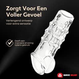 Quick Relief Transparant Sleeve™ - Penis Sleeve - Set van 2 Penis Sleeves - Verlengend - Verdikkend - Extra Stimulatie - Cockring - Transparant — thumbnail 10