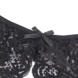 Zeloria Kant Open Kruis Dames Slip – Sexy Lingerie String Bandjes – Zwart – XL — thumbnail 4
