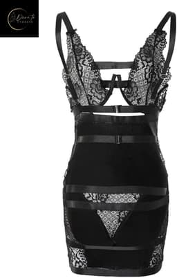 Sexy Lingerieset Dames – Latex Wetlook jurkje – Lingerie Erotisch Dames – Erotische Lingerie – Sexy Lingerie – Chique – High End Bodysuit – Leren PU Body Jurk– Leatherlook – Luxe Nachtkleding – BDSM – Clubwear – Wasteland – Dare to Undress – Maat S — thumbnail 12