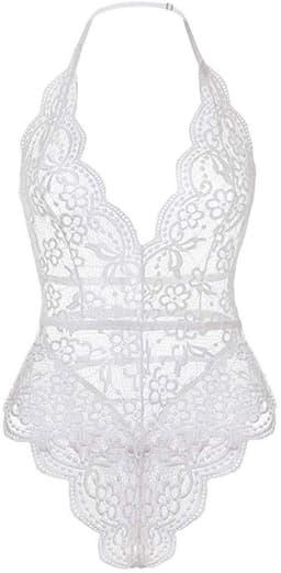 Bodysuit kant - Doorschijnend - Mesh - Sexy kanten lingerie - Erotiek - Dames - Lace - Transparante lingerie - Mesh bodysuit - Wit - One piece - Verleidelijke outfit - Jonyx — thumbnail 1
