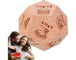 Dobbelspel Liefde - Keuze Maaltijden - Romantisch Avond - Voedselbeslisser - 3 cm - Houtkleur
