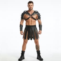 3-delige Gladiator Set Mannen - Kinky Festival Outfit - Verstelbaar PU Leer Harnas - Wasteland, Darklands & Cosplay Kostuum — thumbnail 1