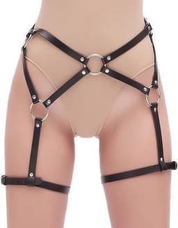 Banoch | leg harness/2 - been harnas vrouw - zwart pu leer - verstelbaar — thumbnail 4