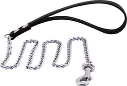 Mister B - Puppy Leash Chain - Puppy Leiband - Metalen Ketting met Leren Handvat — thumbnail 1