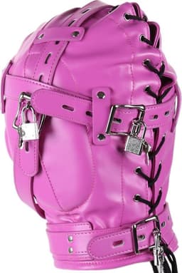 Banoch - Reticent Hood Hot Pink -Roze bondage masker van pu Leer | BDSM — thumbnail 6