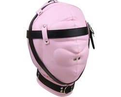 Banoch - Reticent Hood Black/Pink -Zwart/Roze bondage masker van pu Leer | BDSM