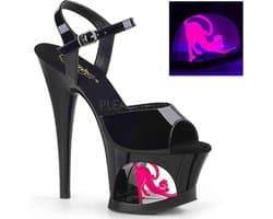 Pleaser - MOON-708FLM Sandaal met enkelband, Paaldans schoenen - Paaldans schoenen - 41 Shoes - Zwart/Multicolours