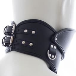 Banoch - Posture collar black extra - pu leer - zwart - bdsm — thumbnail 16