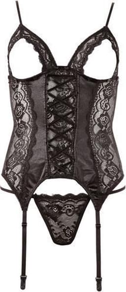 Cottelli Collection – Erotische Bustier van Kant en Satijn met Verwijderbare Cups voor een Spannende Verassing – Maat XL - Zwart — thumbnail 6