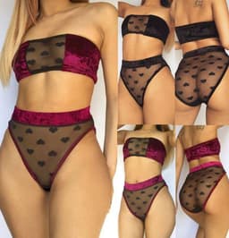 Lingerie setje - Zwart met Hartjes - Sexy Kanten Ondergoed - Large — thumbnail 5