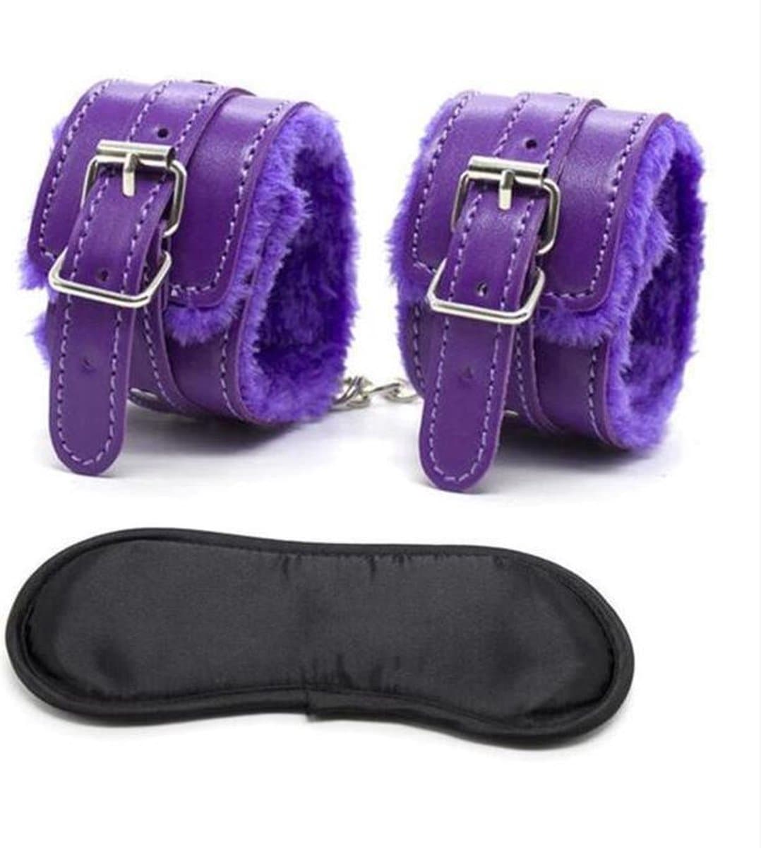 Erotische Lederen SM Bondage Sex Oogmasker Met Handboeien Blinddoek BDSM Party Vrouwen Masquerade Oog Maskers Speeltjes Voor Volwassenen Paars — afbeelding 1
