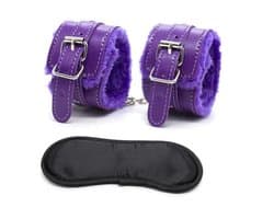 Erotische Lederen SM Bondage Sex Oogmasker Met Handboeien Blinddoek BDSM Party Vrouwen Masquerade Oog Maskers Speeltjes Voor Volwassenen Paars