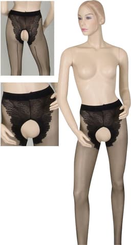 Cottelli Collection – Panty met Open Kruis en  Slip Motief – Maat XS – Zwart — thumbnail 2