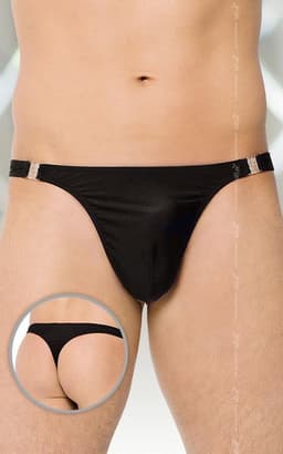 SoftLine Collection - Sexy satijnen herenstring met sluiting aan de zijkant - zwart M — thumbnail 2