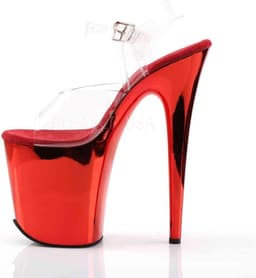 Pleaser - FLAMINGO-808 Sandaal met enkelband, Paaldans schoenen - Paaldans schoenen - 42 Shoes - Rood/Transparant — thumbnail 3