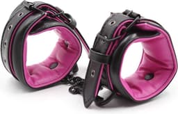 Banoch | Bondageset Hot Pink - halsband,riem, handboeien en enkelbanden pu Leer- zwart - roze — thumbnail 11