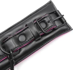 Banoch | Bondageset Hot Pink - halsband,riem, handboeien en enkelbanden pu Leer- zwart - roze — thumbnail 6