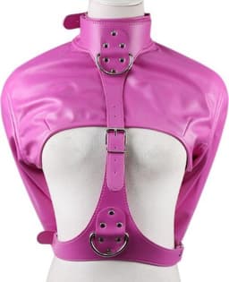 Banoch - Open Breast Straight Jacket Pink - pu leer dwangbuis bondage - Roze — thumbnail 1