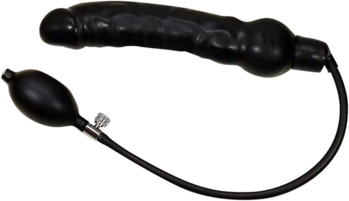 You2Toys – Latex Opblaasbare Dildo van Natuurlijk Materiaal met Schuimkern voor Eenvoudig Gebruik – 25 cm – Zwart — afbeelding 1