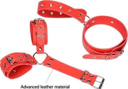 WiseGoods - Erotische Nekriem Met Handboeien - Seks Handboeien - SM Bondage - Sex Toys - Seksspeeltjes Voor Koppels - Rood — thumbnail 3