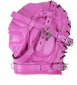 Banoch - Reticent Hood Hot Pink -Roze bondage masker van pu Leer | BDSM — thumbnail 12