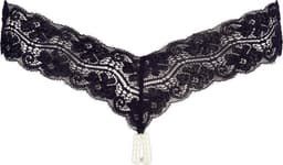 Cottelli Collection –  Rio String met Stimulerende Parels Open Kruis Ontwerp – Maat XL – Zwart — thumbnail 5