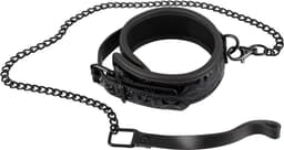 Bad Kitty – Onderdanige Bondage Training Halsband met Reliëf en Polsband Ketting – Zwart — thumbnail 2