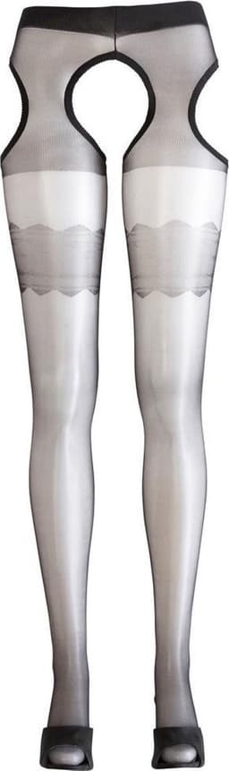 Cottelli Collection – Sexy kousen en jarretels met open zijkanten en kruis – Maat XL – Zwart — thumbnail 5
