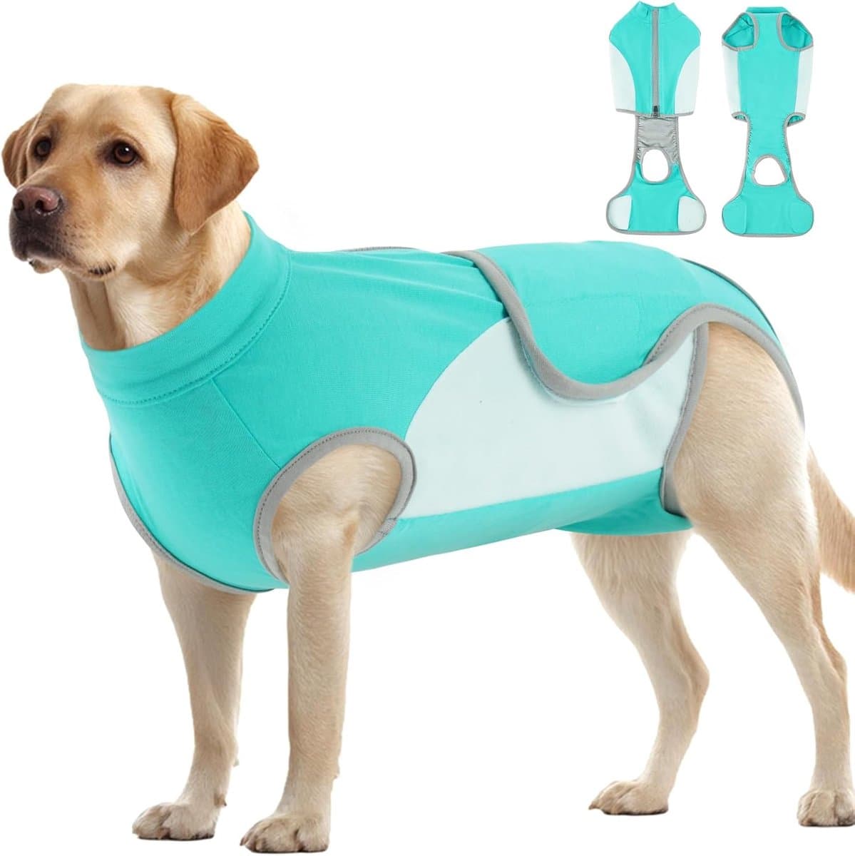 Herstelpak voor grote honden, rekbaar ademend chirurgisch pak voor honden, hondenpak na operatie, anti-likken herstelpak voor labrador golden retriever husky groen, 2XL — afbeelding 1