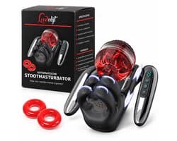 LoveVlijt - Automatische Masturbator voor Mannen - Knijpende en Vibrerende Balzakstimulator - Intense Orgasmes - 9 Stootstanden - 9 Vibratiestanden - 9 Knijpstanden - Bediening via Handgrepen - Draadloos en Oplaadbaar - Inclusief 2 Cockringen - Zwart