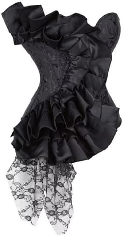 Dames Corset Top – Strapless Bustier met Sweetheart Halslijn, Jacquard, Veterdetail, Taille Cincher en Gothic Lingerie - Wit - Maat S — thumbnail 5