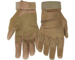 Handschoenen voor heren, volledige vingers, militaire tactische handschoenen, antislip, slijtvast, voor fietsen, fietsen en motorfietsen (bruin, L)