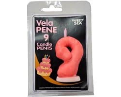 Penis Kaars in de vorm van het getal 9 Roze