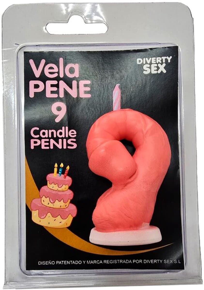 Penis Kaars in de vorm van het getal 9 Roze — afbeelding 1