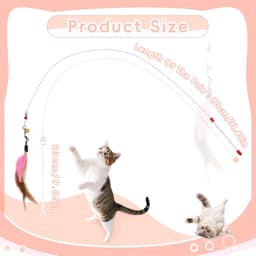2 stuks interactieve kattenstok, kleurrijk kattenspeelgoed met bel en veren, kattentoverstaf voor kittens, katten, binnen en buiten, spelen, training (meerkleurig — thumbnail 4