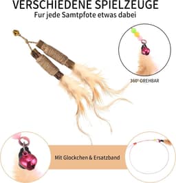Kattenhengel met veren, kattenspeelgoed, kleurrijk kattenspeelgoed — thumbnail 2