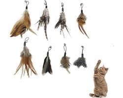 8 stuks veerspeelgoed voor katten, interactief speelgoed voor katten met reserveveren, speelgoed voor katten, veren, interactief speelgoed voor katten en kittens