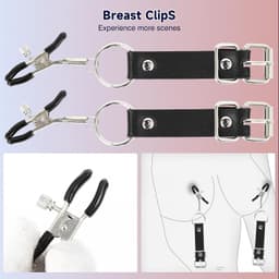 Schaamlippenspreider - Seksspeeltje - Vaginale klem - Tepelklem - Erotisch artikel - Schaamlippenspreider met frame - Bandlengte 63 cm, klem 6,7 cm - Geschikt voor het verhogen van seksueel genot - Zwart — thumbnail 3