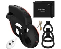 DOWO® - Vibrerende Kuisheidskooi - Peniskooi - 12 vibratiestanden - Kuisheidskooi voor Mannen - Chastity cage - ABS – Met Afstandsbediening - 3 Maten