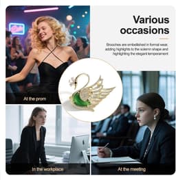 Menagerie broche, 8 stijlen luxe dieren broche collectie, vergulde kristallen pauw zwaan Phoenix Bee vlinder pin voor vrouwen, elegante jas blazer sjaal hoed pin sieraden cadeau — thumbnail 3