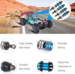 Geoliede 4 stuks 72 mm aluminium olieschokkenset voor 1/12 1/14 1/16 RC auto's - upgrade voor/achter, compatibel met WLtoys 144001, 124019, MJX 16208, HBX — thumbnail 3