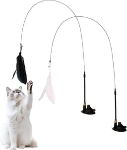 2 stuks kattenhengel, stabiel met zuignappen, interactief kattenspeelgoed, kattenhengel, speelgoed met zuignap, natuurlijk interactief kattenspeelgoed voor katten — thumbnail 1